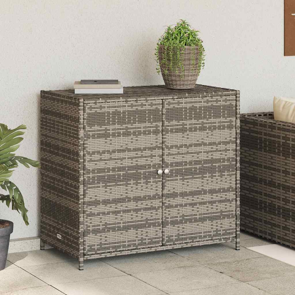 Armário de arrumação p/ jardim 83x45x76 cm vime PE cinzento