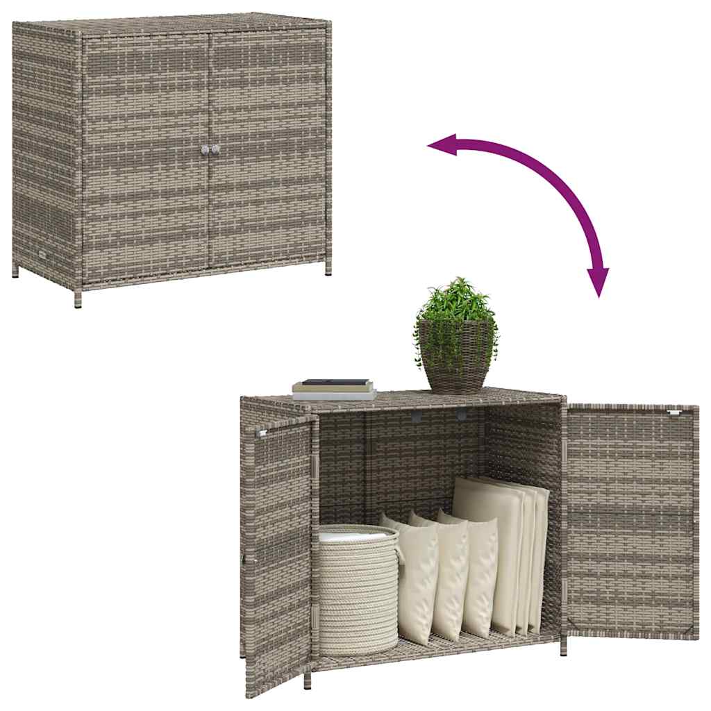 Armário de arrumação p/ jardim 83x45x76 cm vime PE cinzento