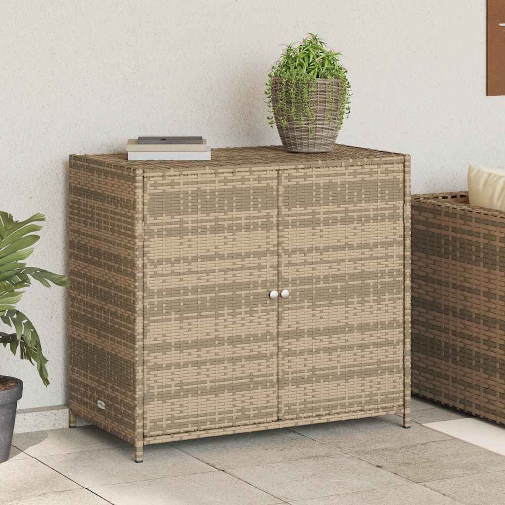 Armário de arrumação p/ jardim 83x45x76 cm vime PE bege