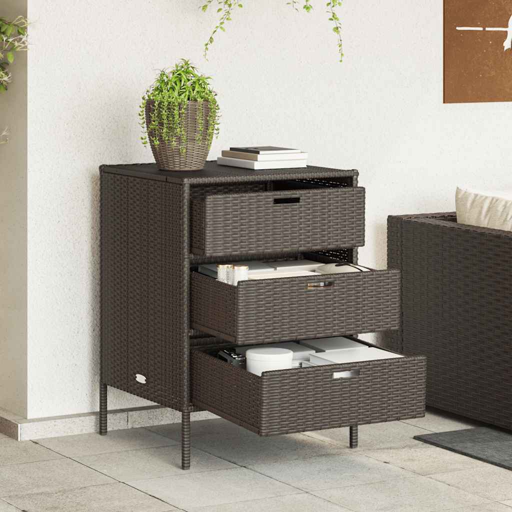 Armário de arrumação para jardim 55x59x80 cm vime PE castanho