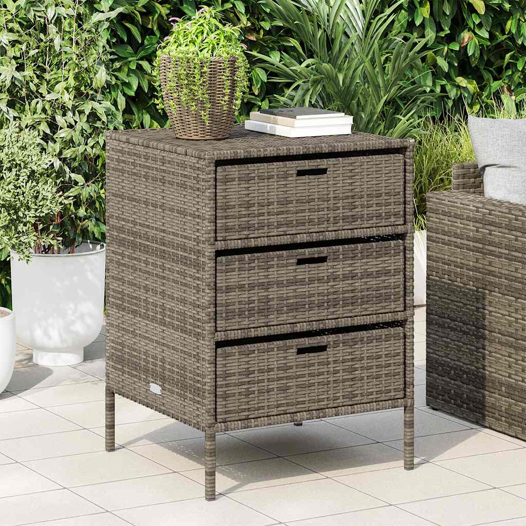 Armário de arrumação para jardim 55x59x80 cm vime PE cinzento