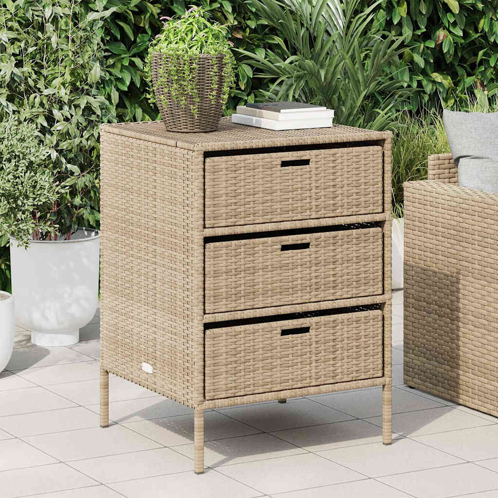 Armário de arrumação para jardim 55x59x80 cm vime PE bege