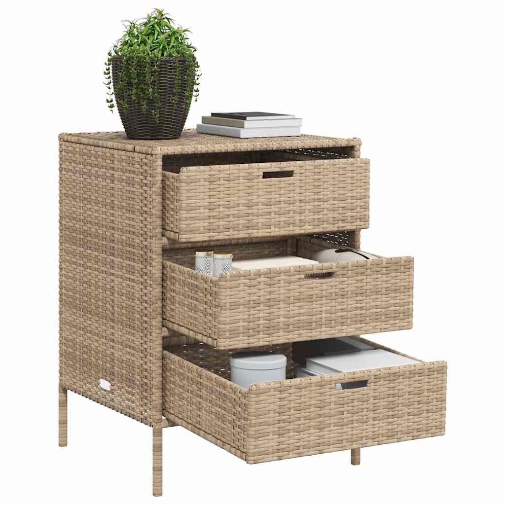 Armário de arrumação para jardim 55x59x80 cm vime PE bege