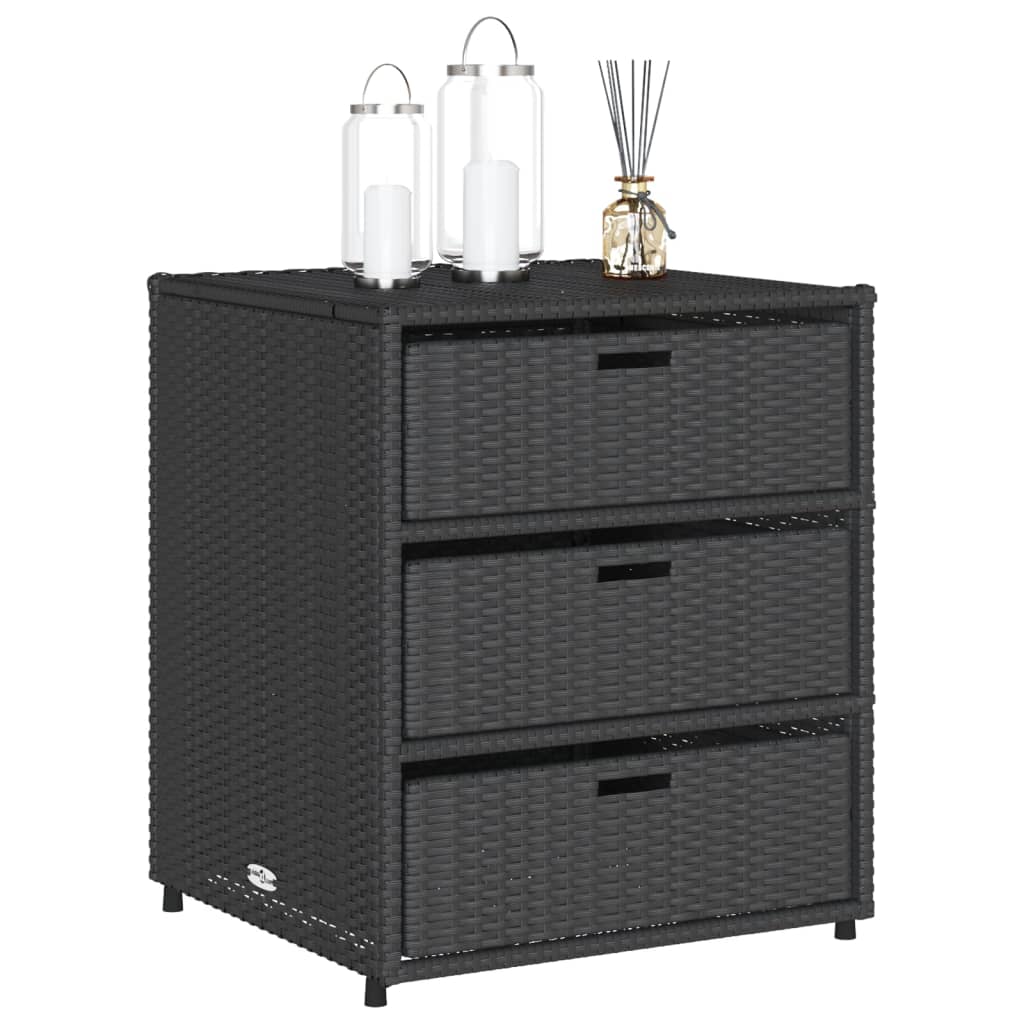 Armário de arrumação p/ jardim 55x59x69 cm vime PE preto