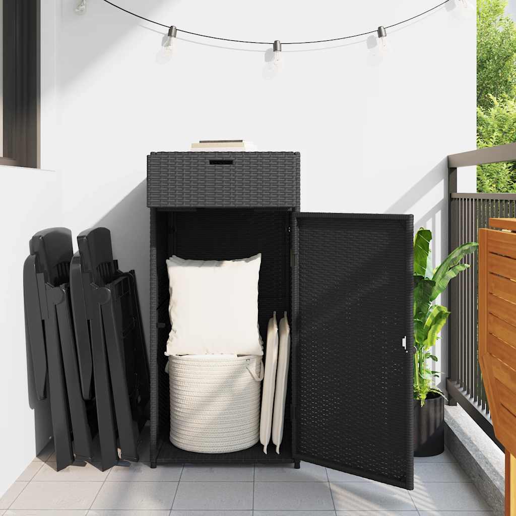 Armário de arrumação para jardim 55x55x111 cm vime PE preto