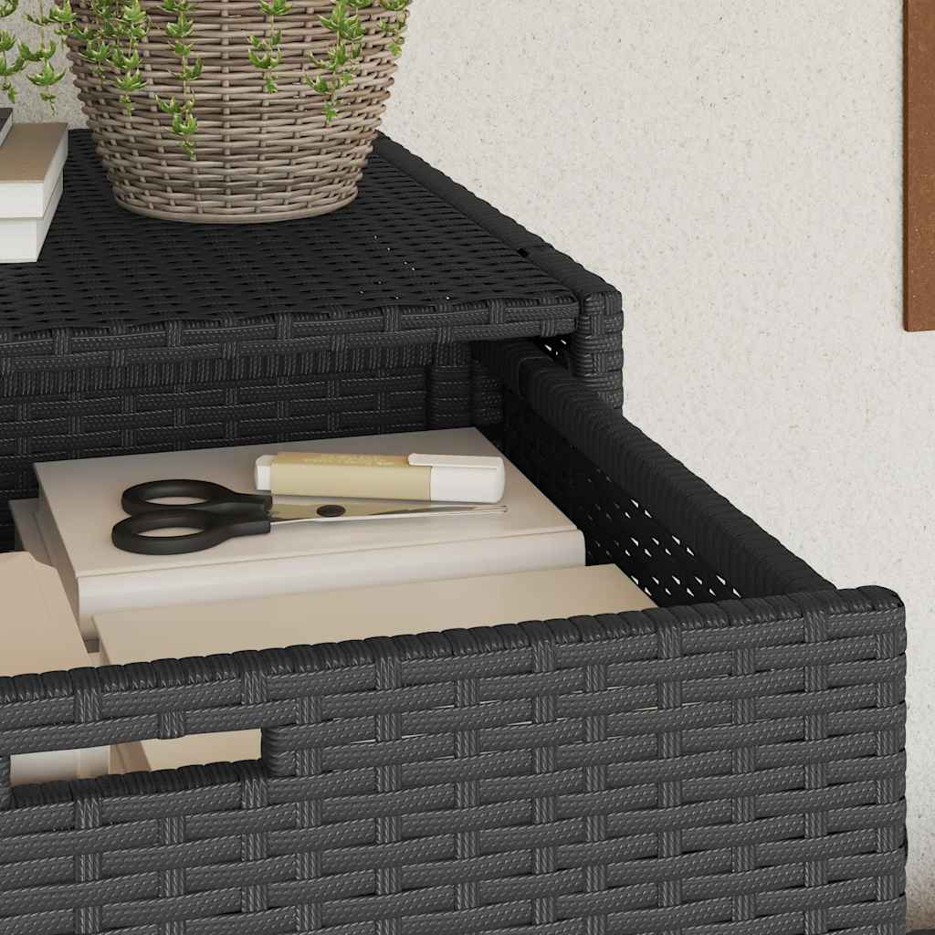Armário de arrumação para jardim 55x55x111 cm vime PE preto