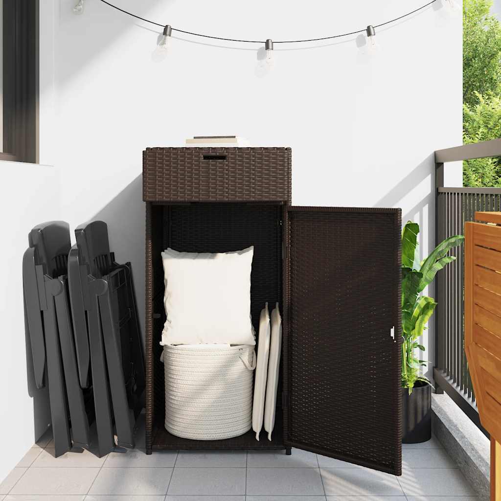 Armário de arrumação para jardim 55x55x111 cm vime PE castanho