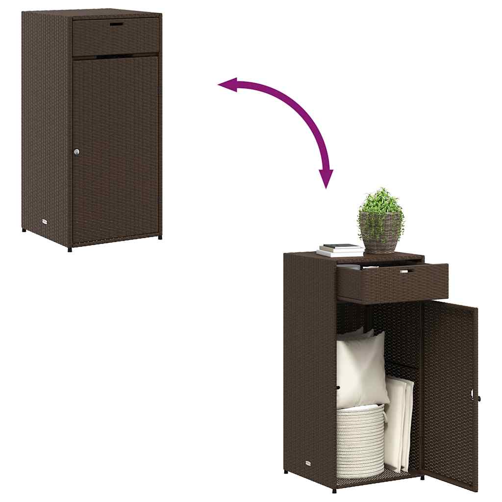 Armário de arrumação para jardim 55x55x111 cm vime PE castanho