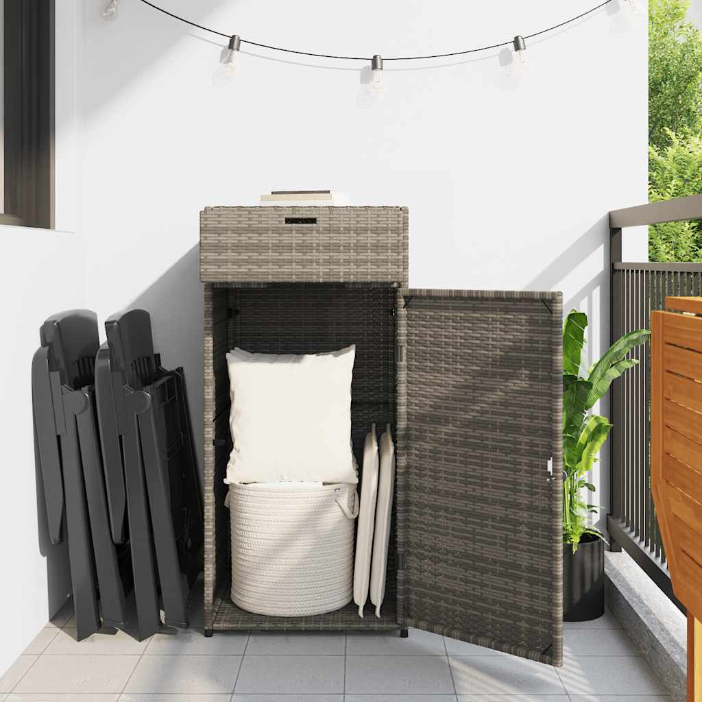 Armário de arrumação para jardim 55x55x111 cm vime PE cinzento