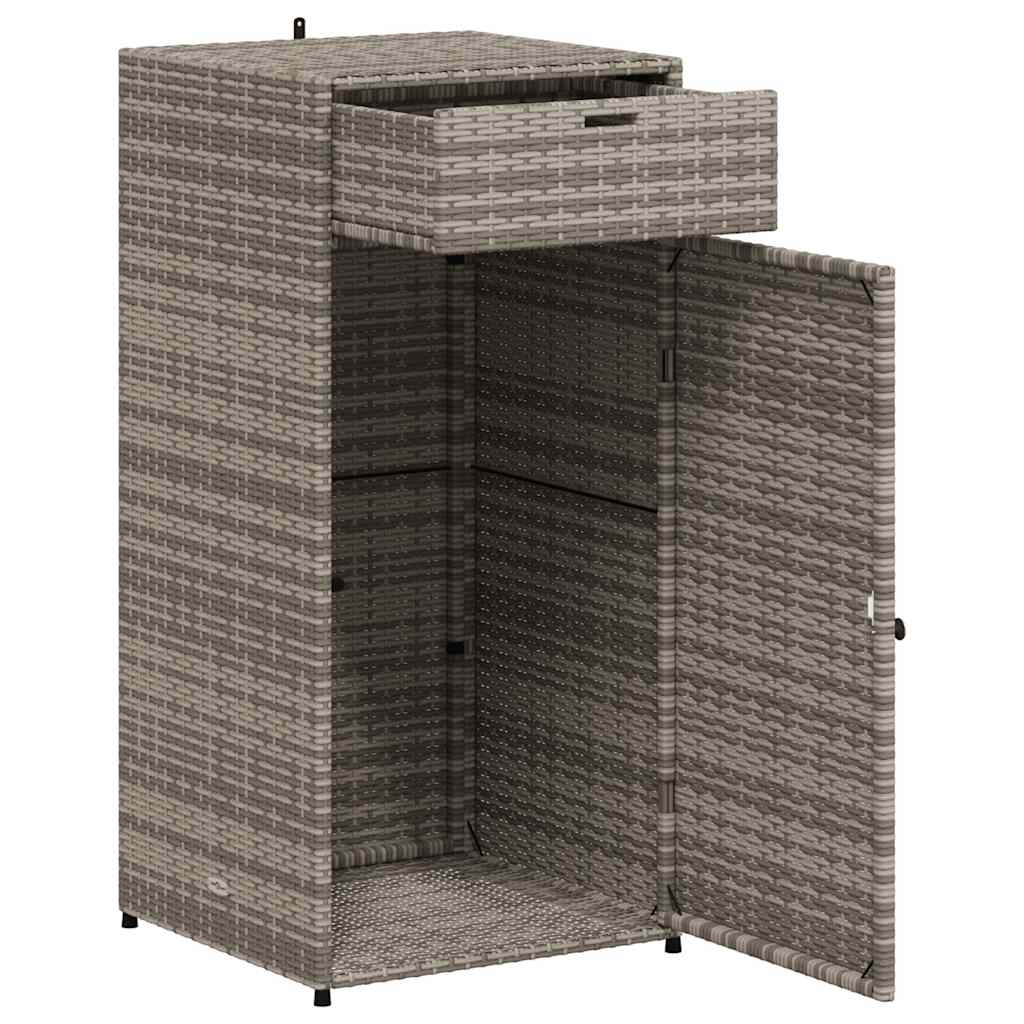Armário de arrumação para jardim 55x55x111 cm vime PE cinzento