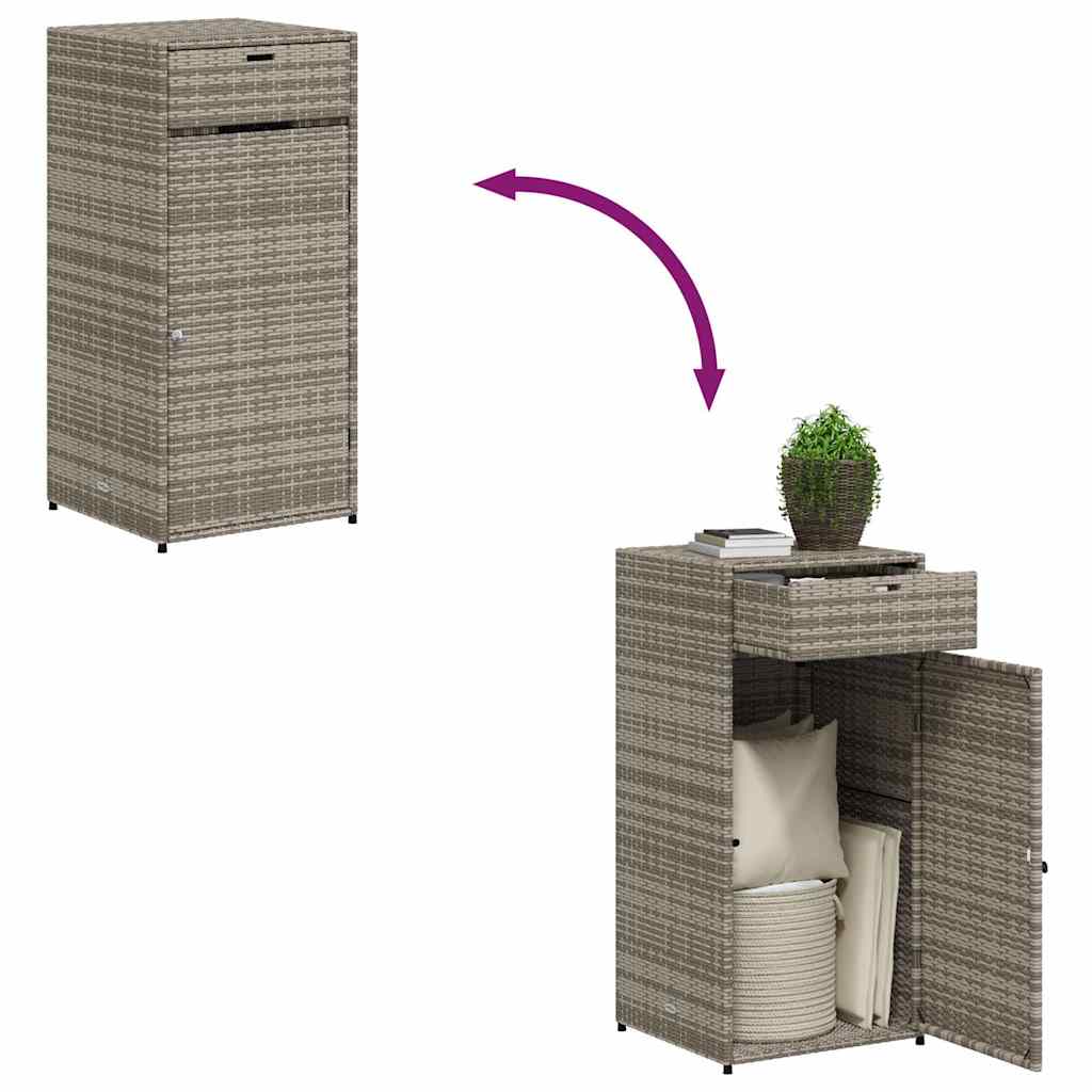 Armário de arrumação para jardim 55x55x111 cm vime PE cinzento