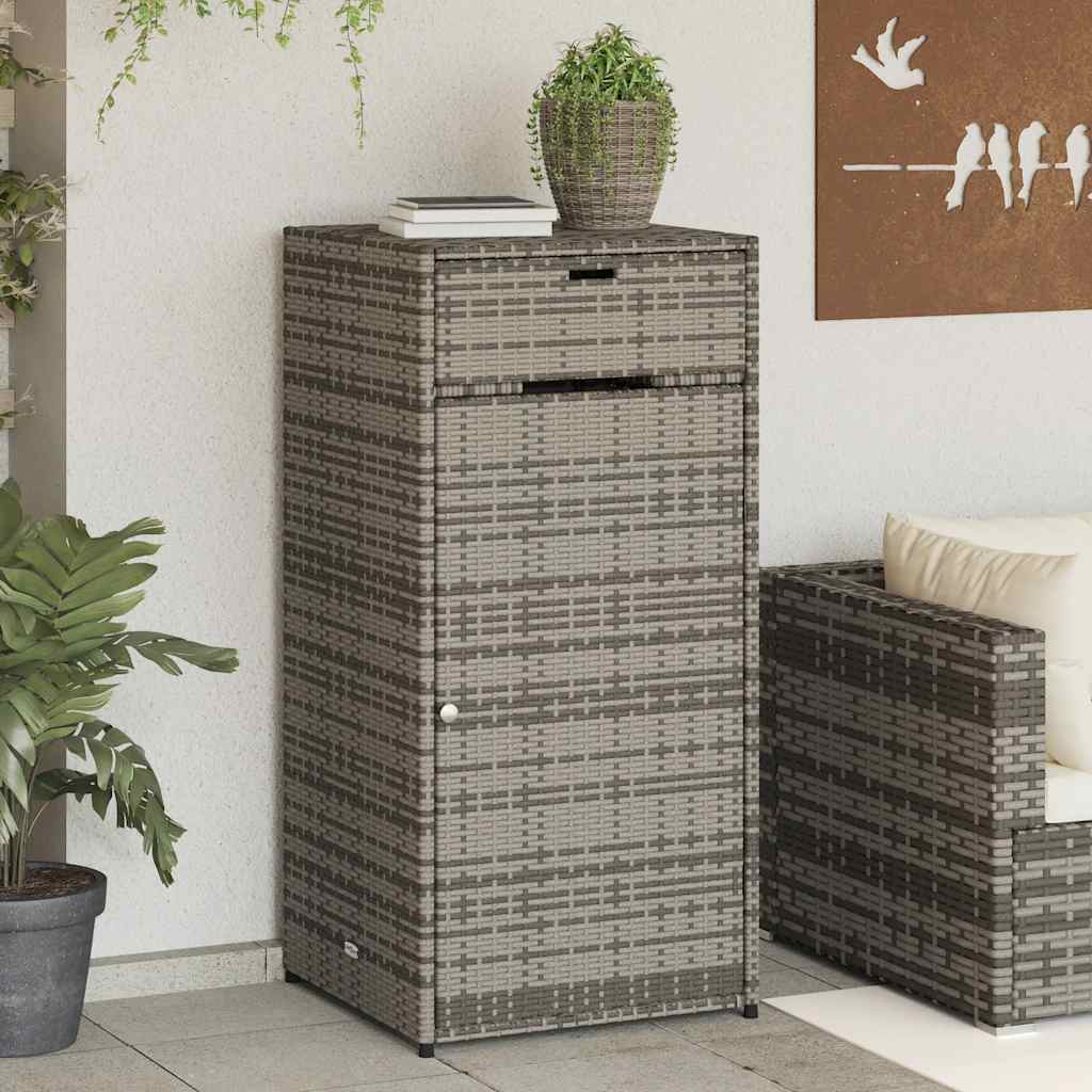Armário de arrumação para jardim 55x55x111 cm vime PE cinzento
