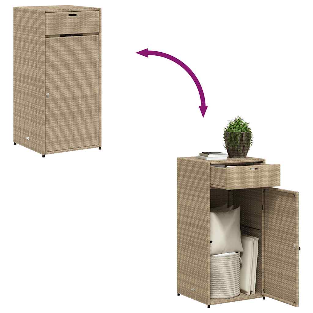 Armário de arrumação para jardim 55x55x111 cm vime PE bege