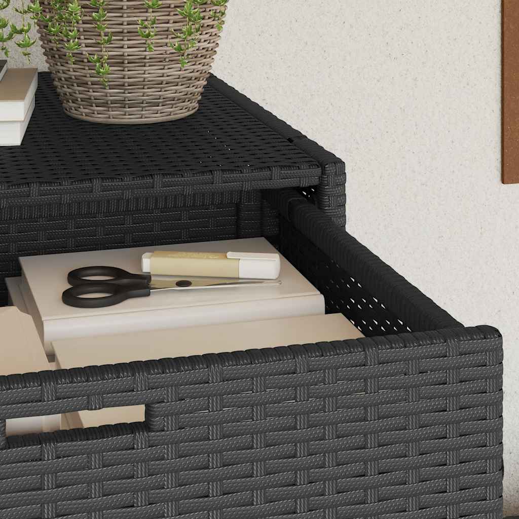 Armário de arrumação p/ jardim 105x55x113 cm vime PE preto