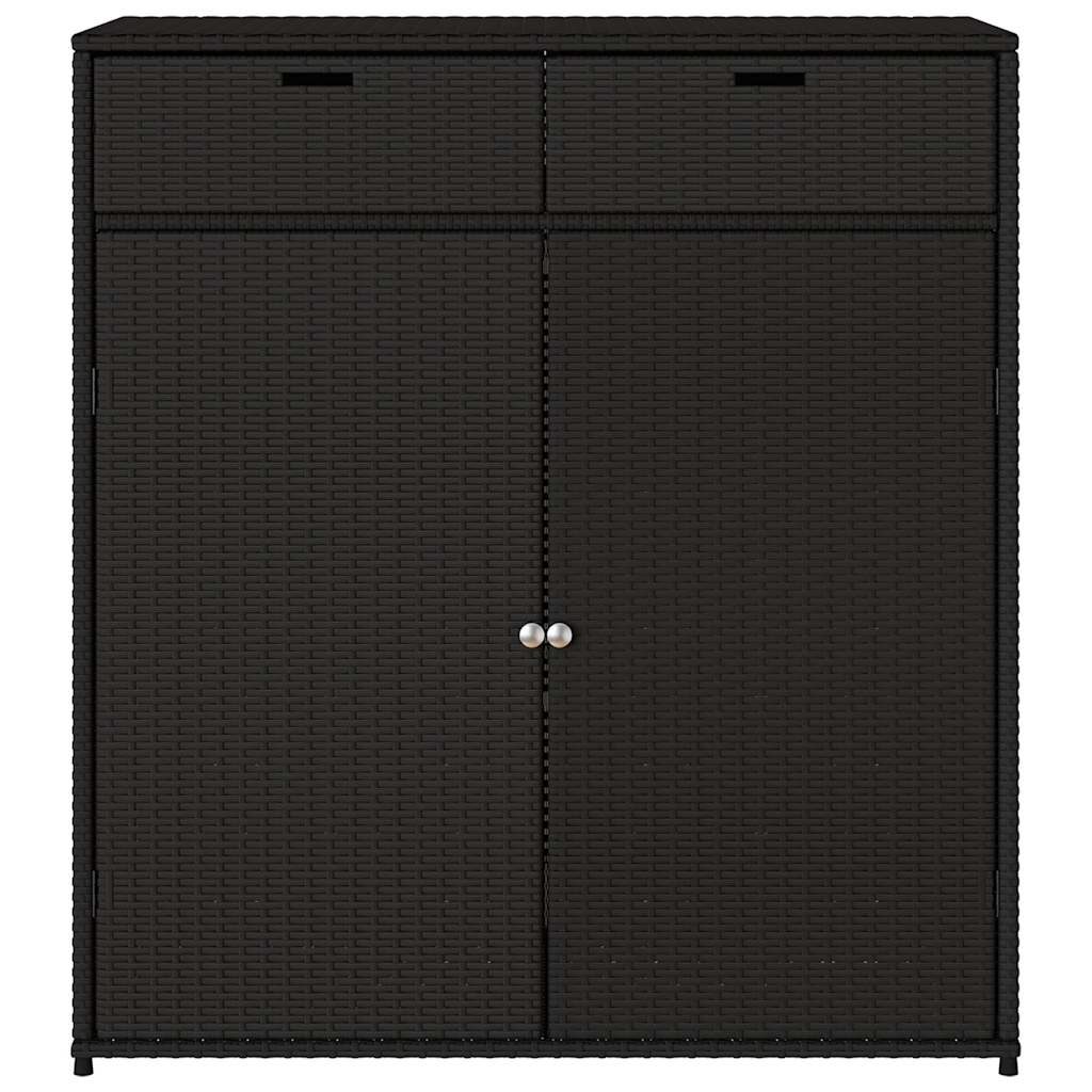 Armário de arrumação p/ jardim 105x55x113 cm vime PE preto