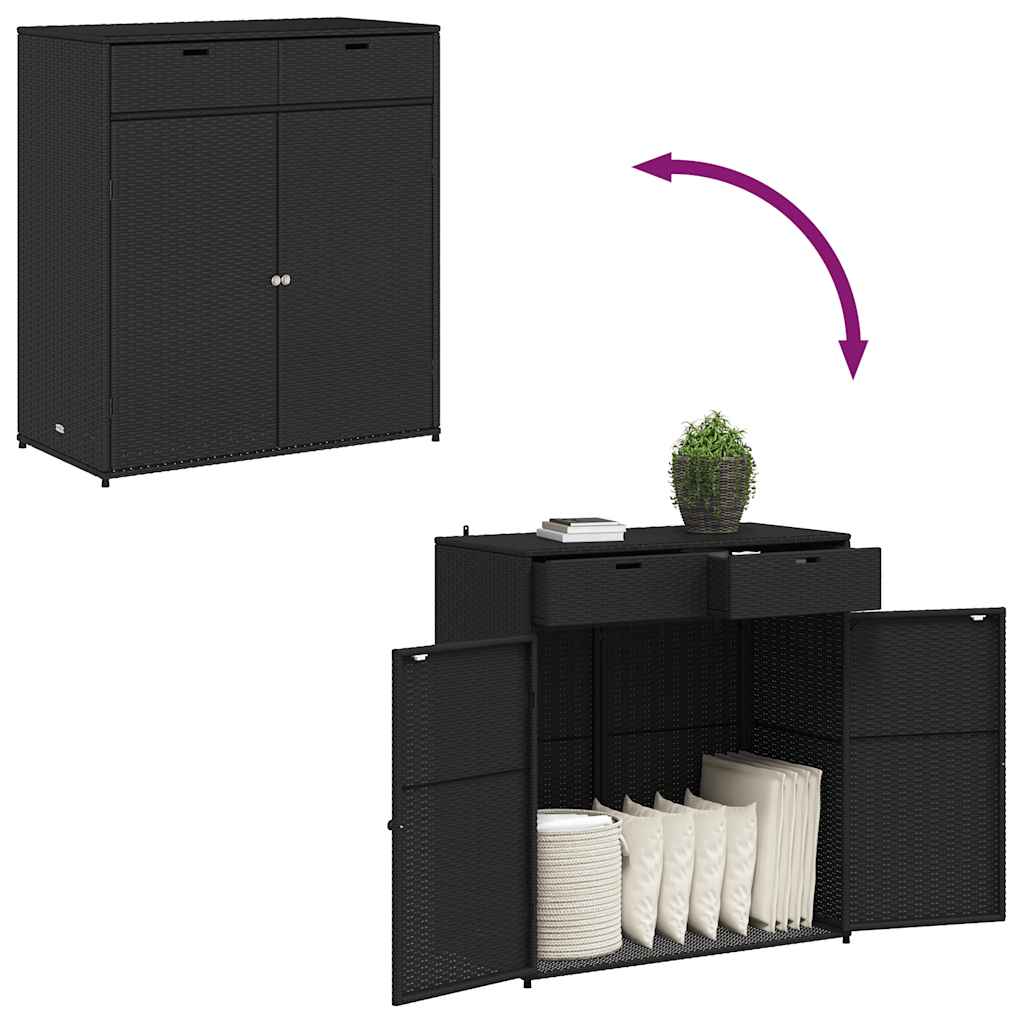 Armário de arrumação p/ jardim 105x55x113 cm vime PE preto