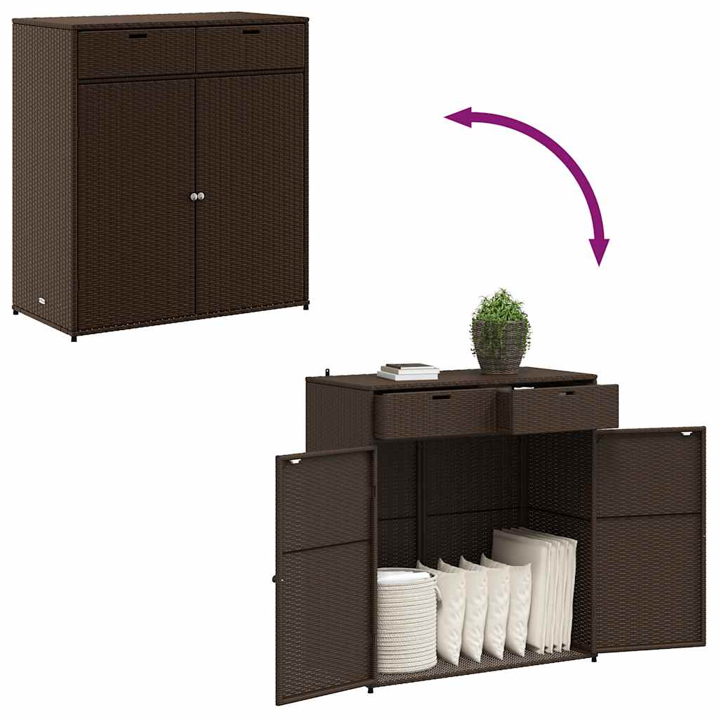 Armário de arrumação para jardim 105x55x113 cm vime PE castanho