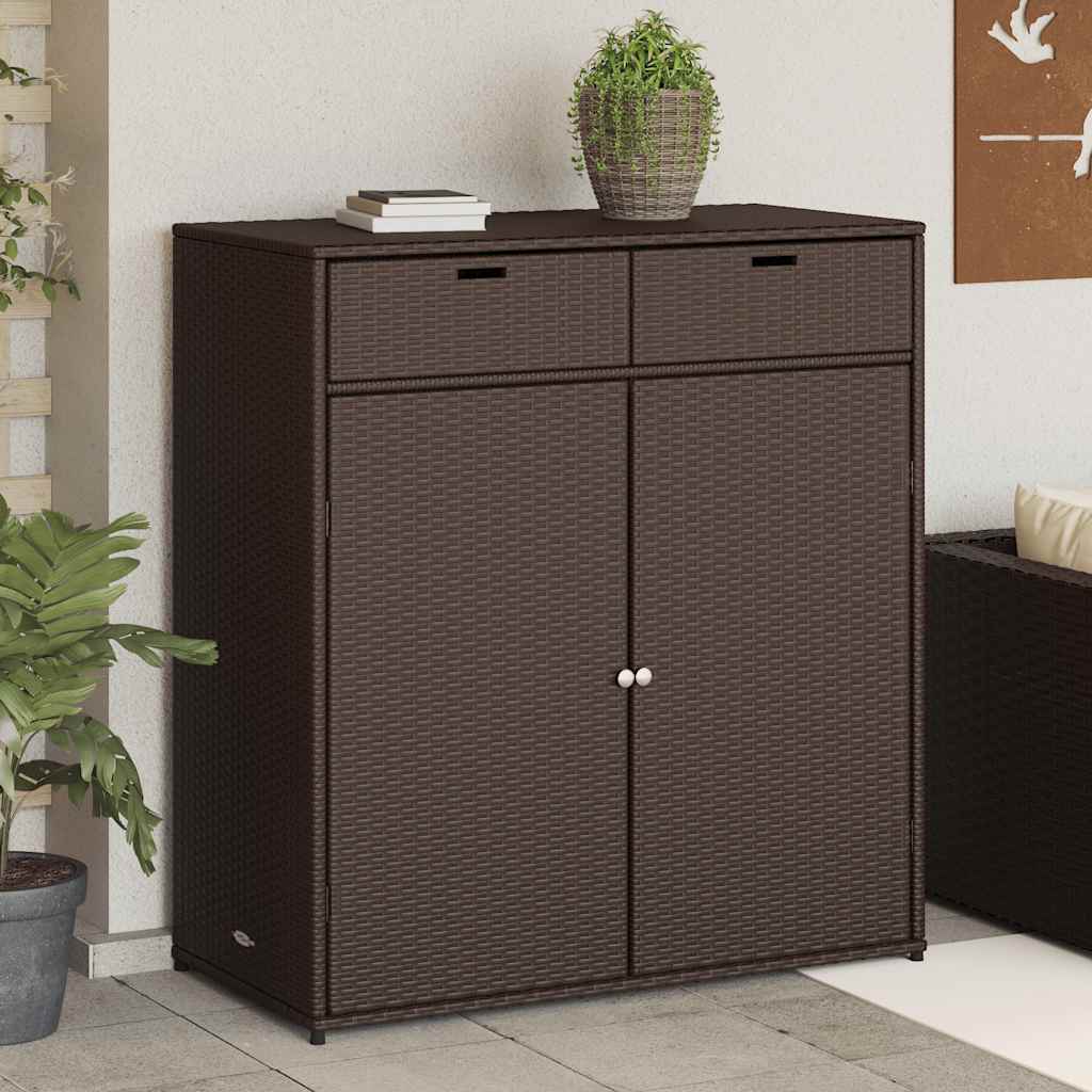 Armário de arrumação para jardim 105x55x113 cm vime PE castanho
