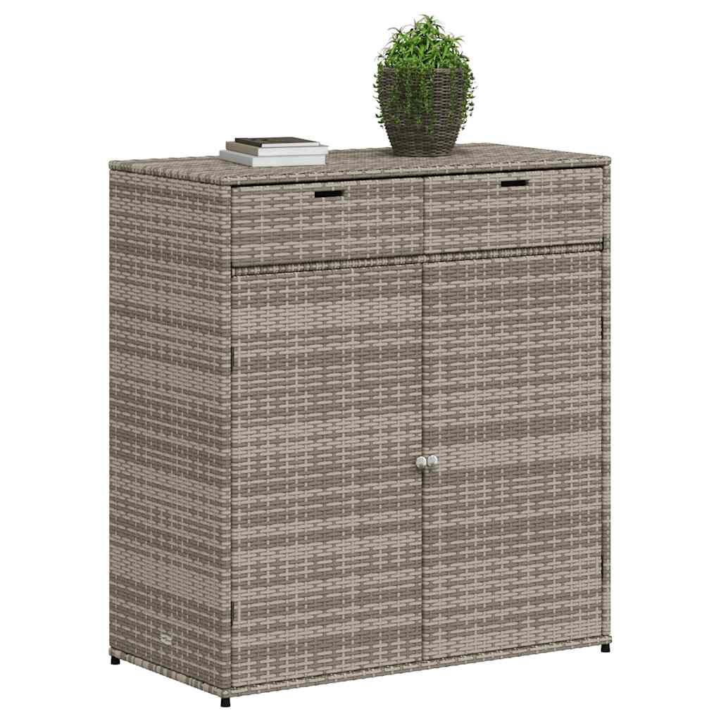 Armário de arrumação para jardim 105x55x113 cm vime PE cinzento