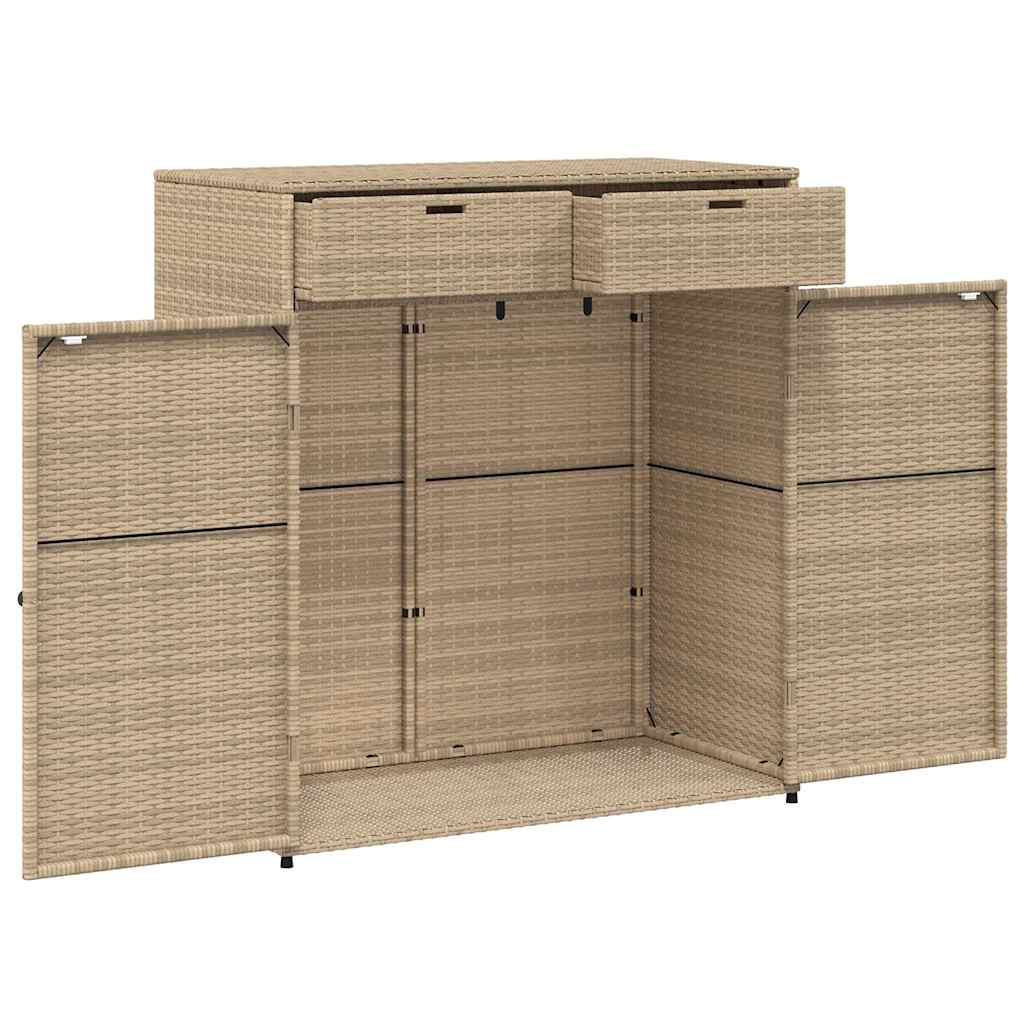 Armário de arrumação para jardim 105x55x113 cm vime PE cinzento