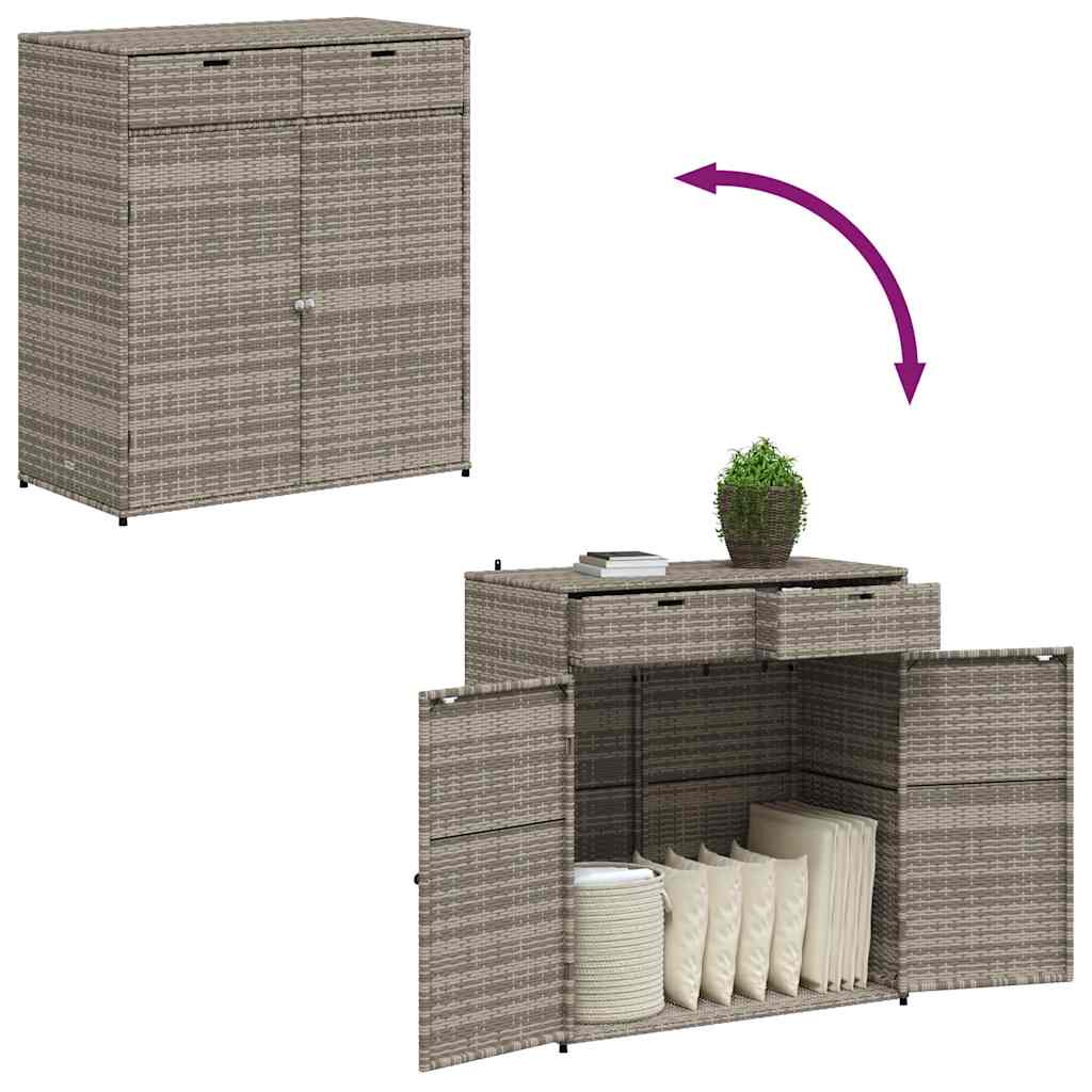 Armário de arrumação para jardim 105x55x113 cm vime PE cinzento