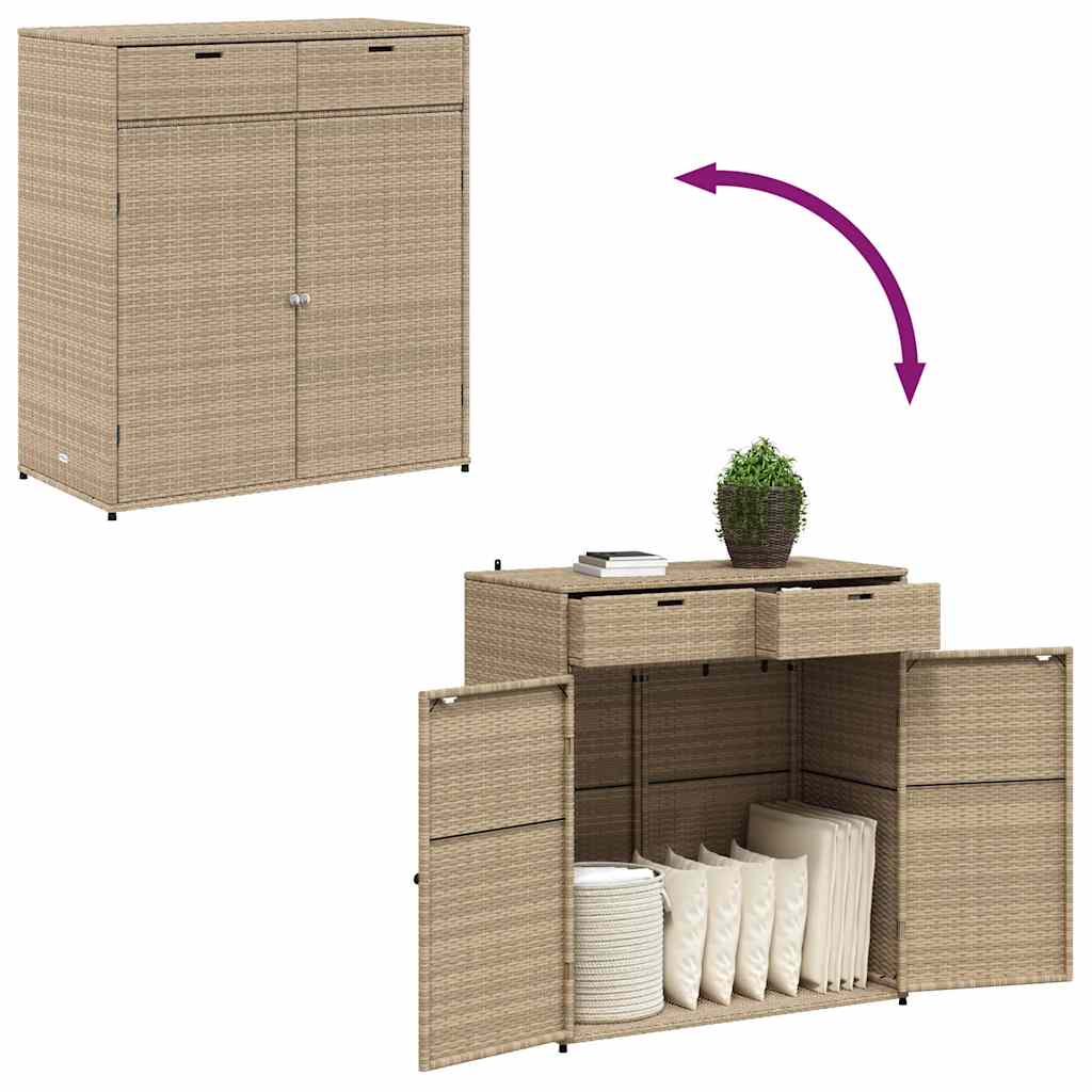 Armário de arrumação para jardim 105x55x113 cm vime PE bege