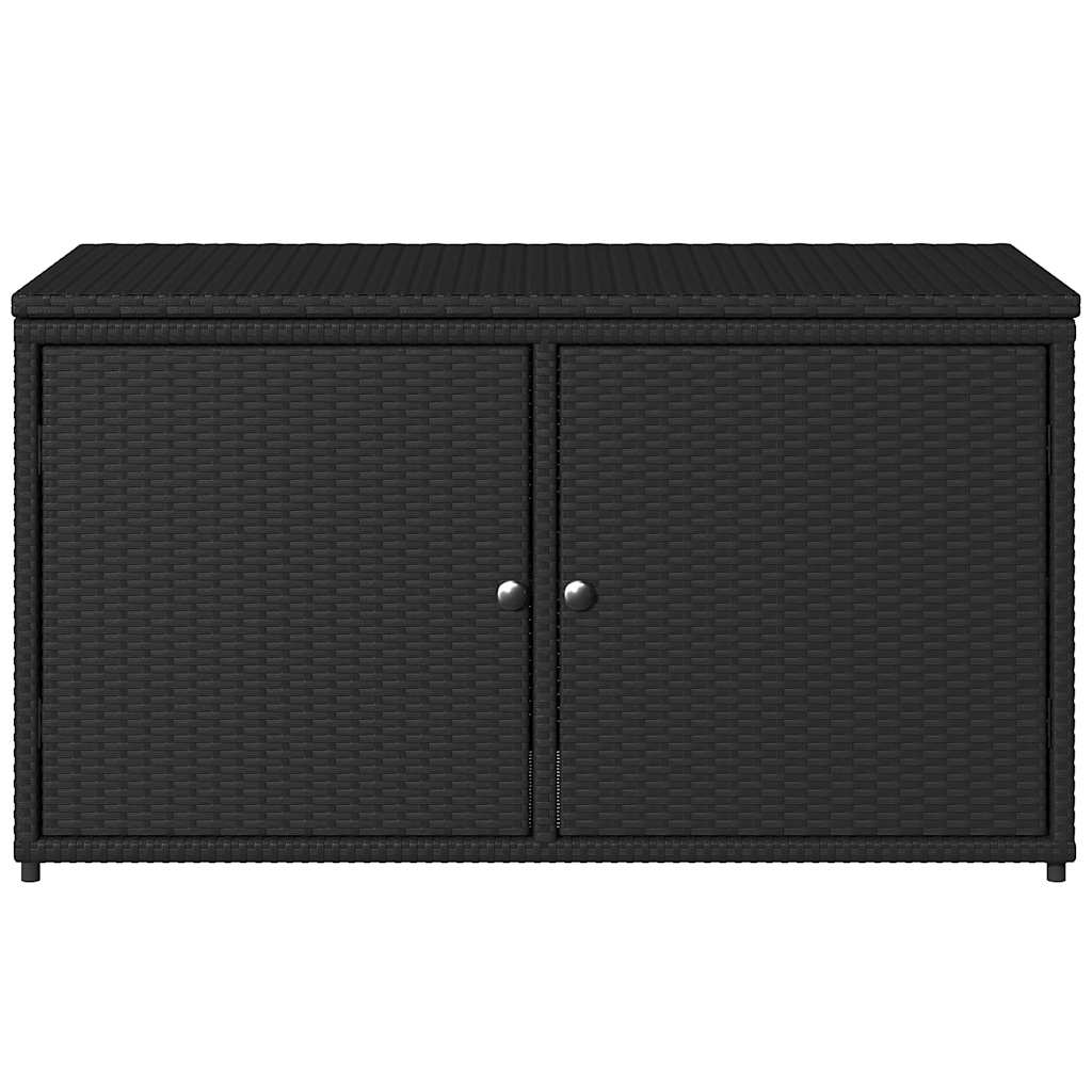Armário de arrumação para jardim 110x55x60,5 cm vime PE preto