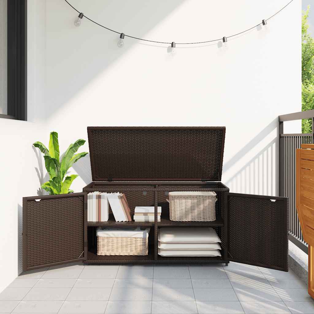 Armário de arrumação para jardim 110x55x60,5cm vime PE castanho