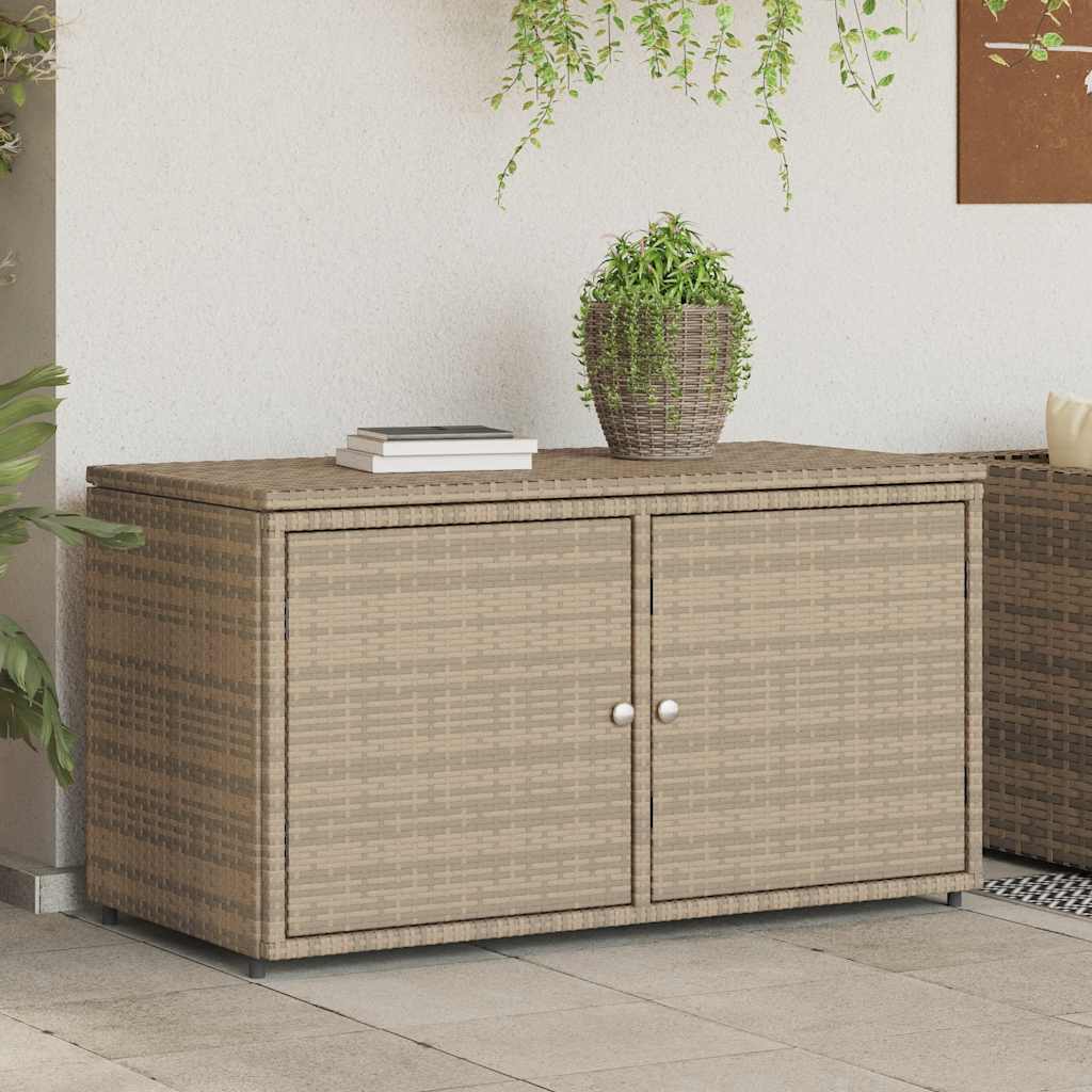Armário de arrumação para jardim 110x55x60,5 cm vime PE bege