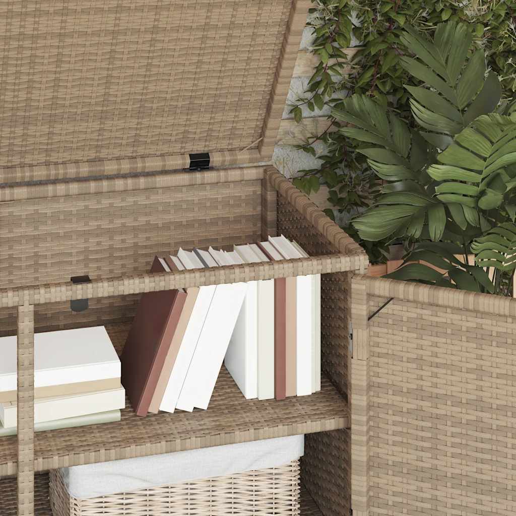 Armário de arrumação para jardim 110x55x60,5 cm vime PE bege