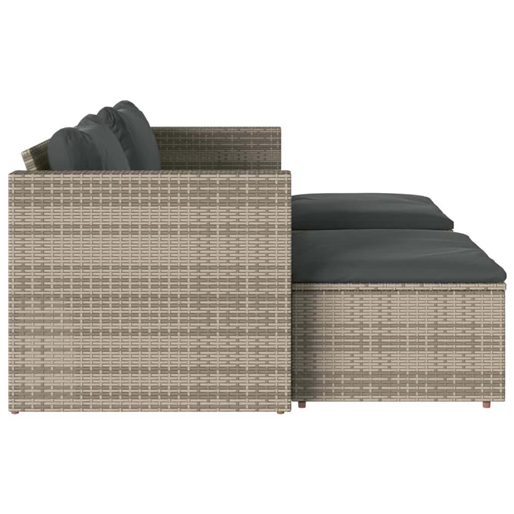 5 pcs conjunto sofás de jardim c/ almofadões acácia e vime PE