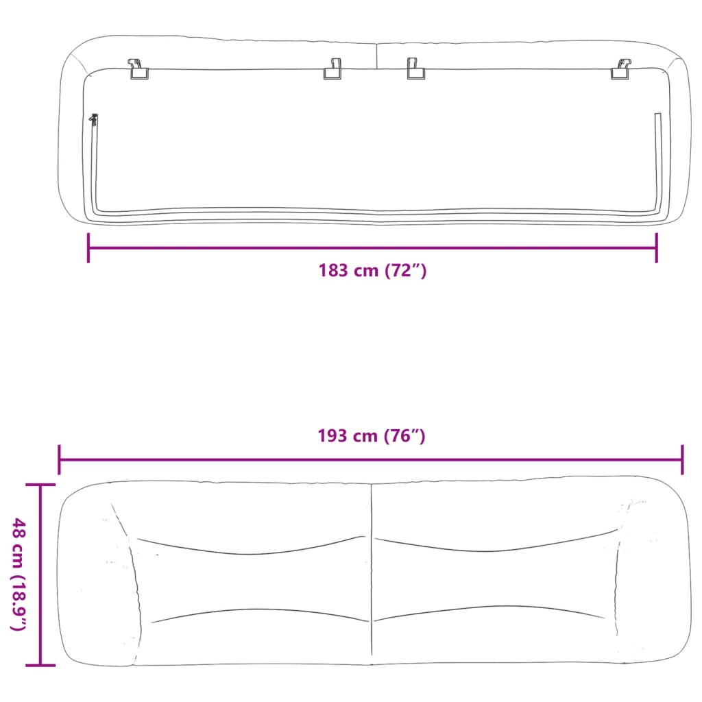 Almofadão de cabeceira Hvar 183 cm couro artificial preto