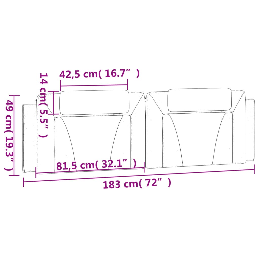 Almofadão de cabeceira Viana 183 cm couro artificial preto