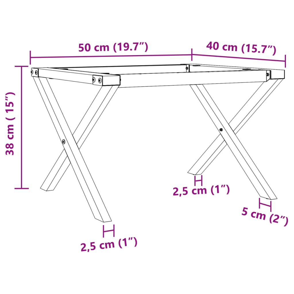 Pernas para mesa de centro estrutura em X aço
