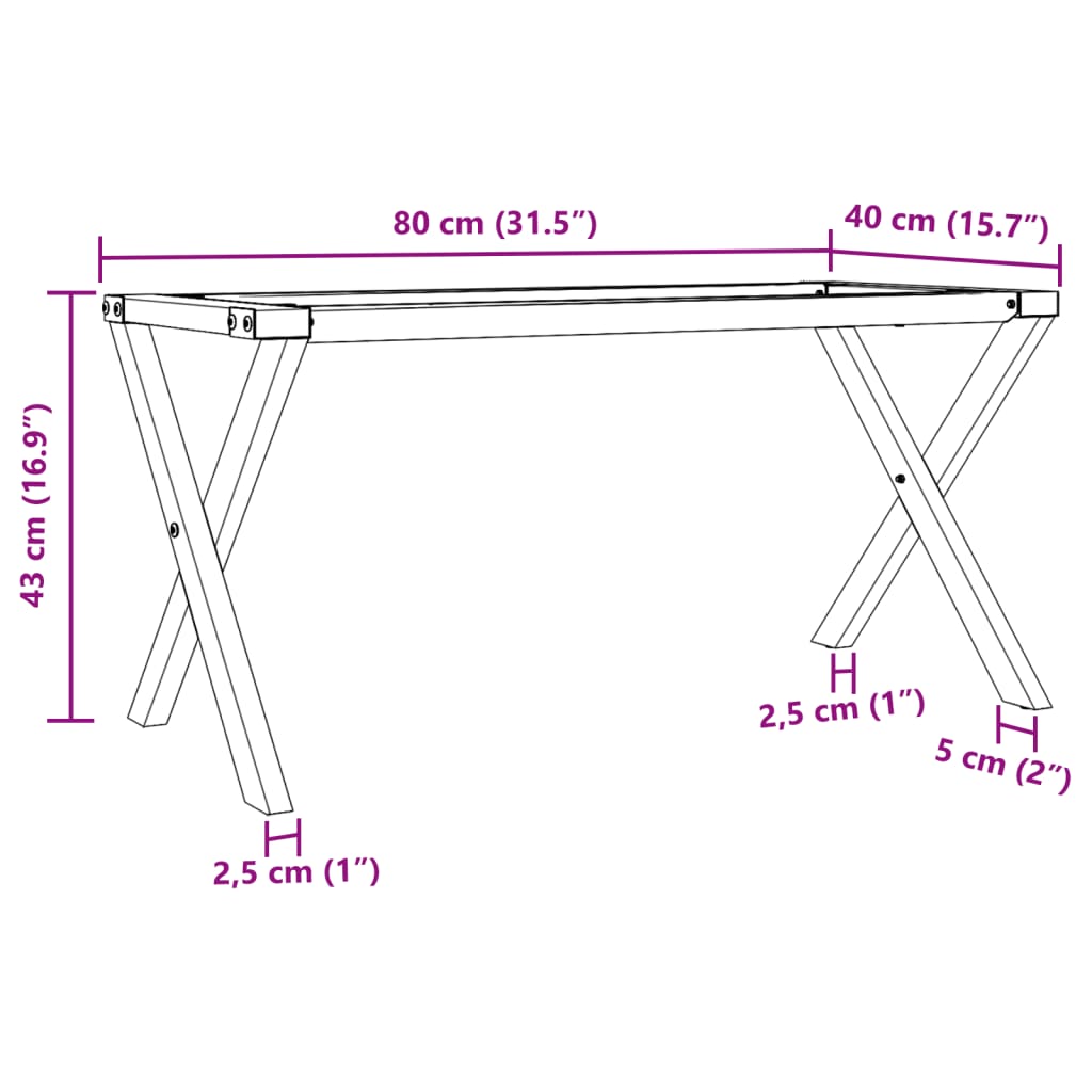 Pernas para mesa de centro estrutura em X aço