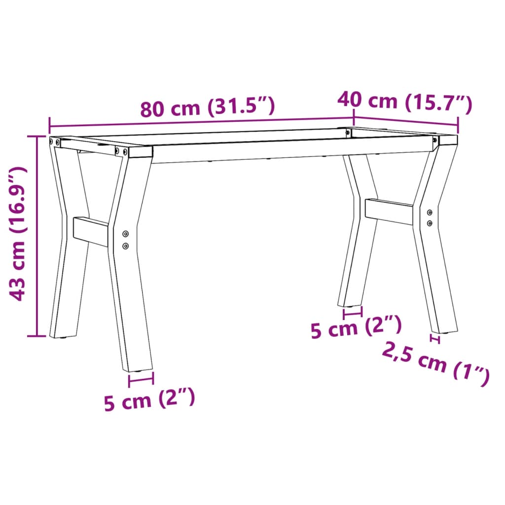 Pernas para mesa de centro estrutura em Y aço