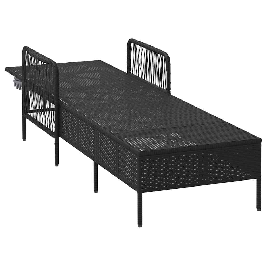 Espreguiçadeira com almofada Preto 157 x 55 x 92cm vime PE
