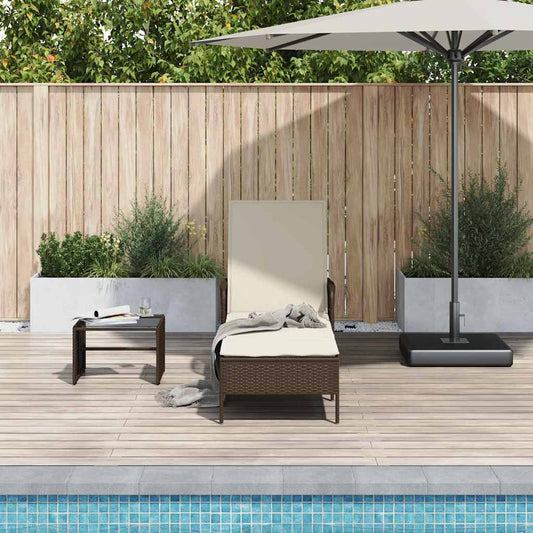 Espreguiçadeira com almofada Castanho 157 x 55 x 92cm vime PE