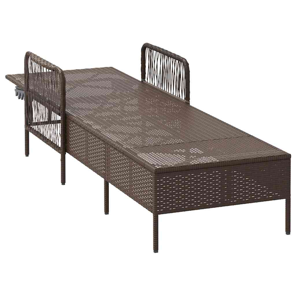 Espreguiçadeira com almofada Castanho 157 x 55 x 92cm vime PE