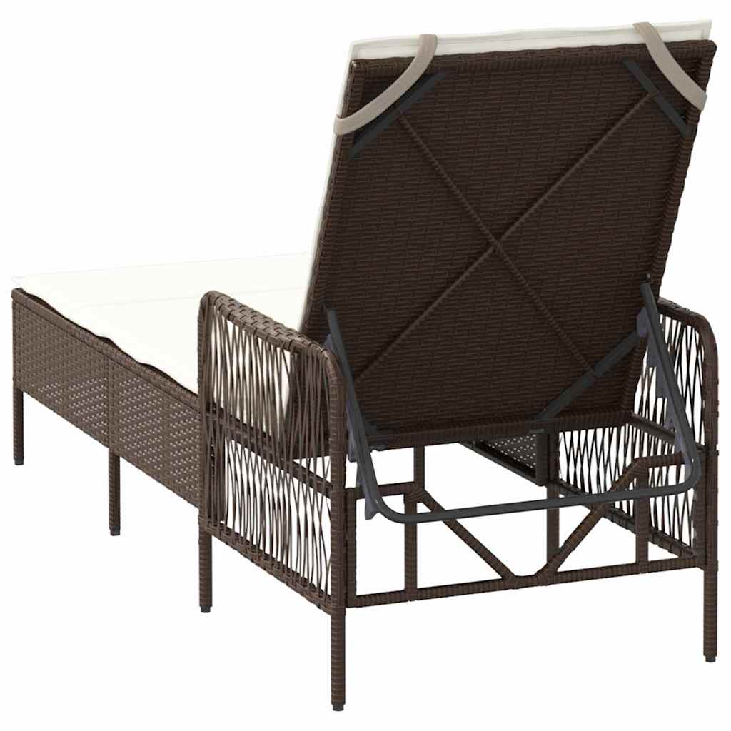 Espreguiçadeira com almofada Castanho 157 x 55 x 92cm vime PE