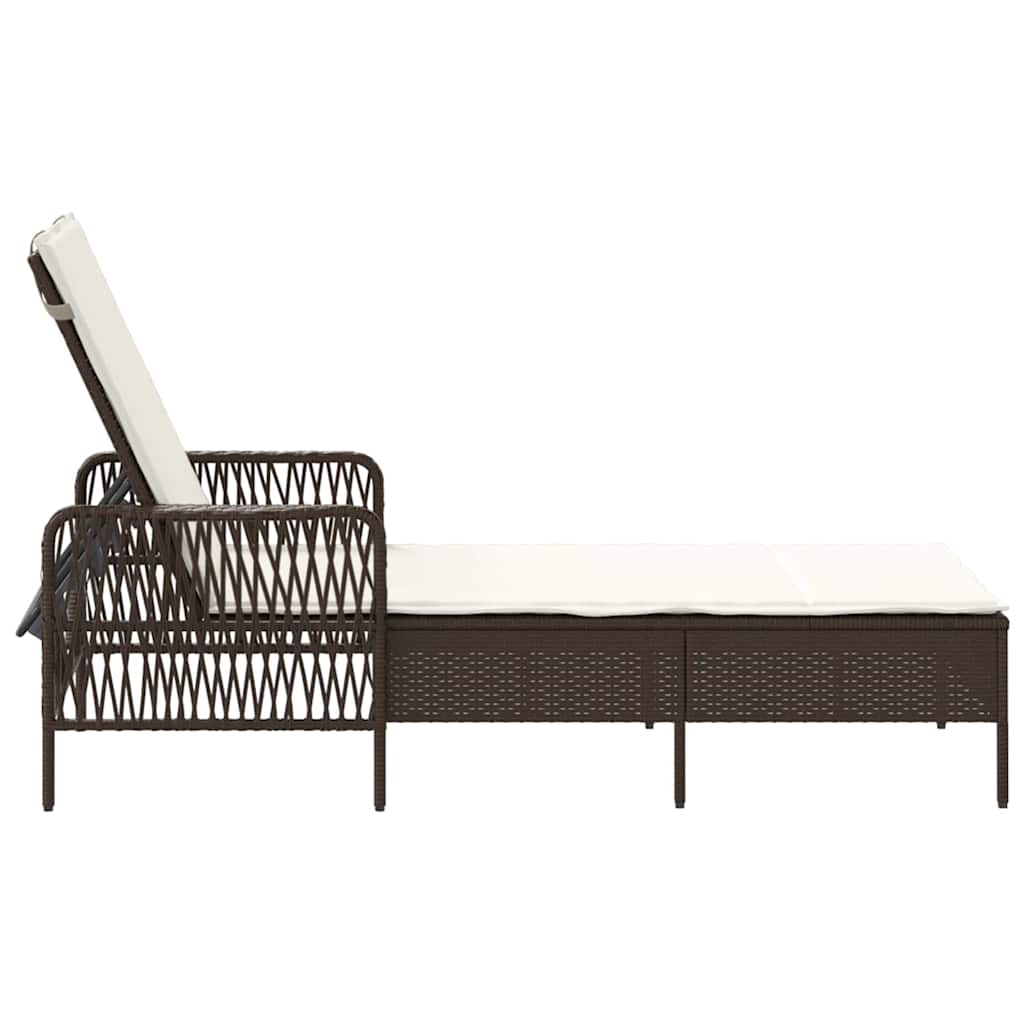 Espreguiçadeira com almofada Castanho 157 x 55 x 92cm vime PE