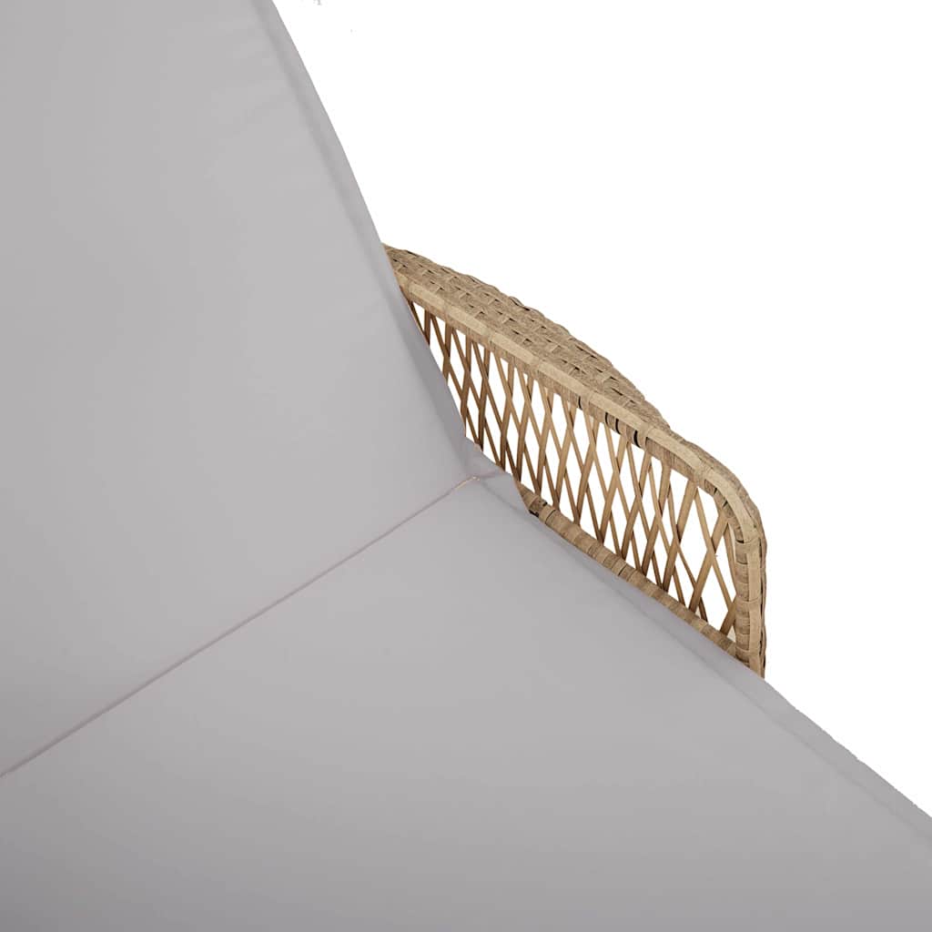 Espreguiçadeira com almofada Bege 157 x 55 x 92cm vime PE