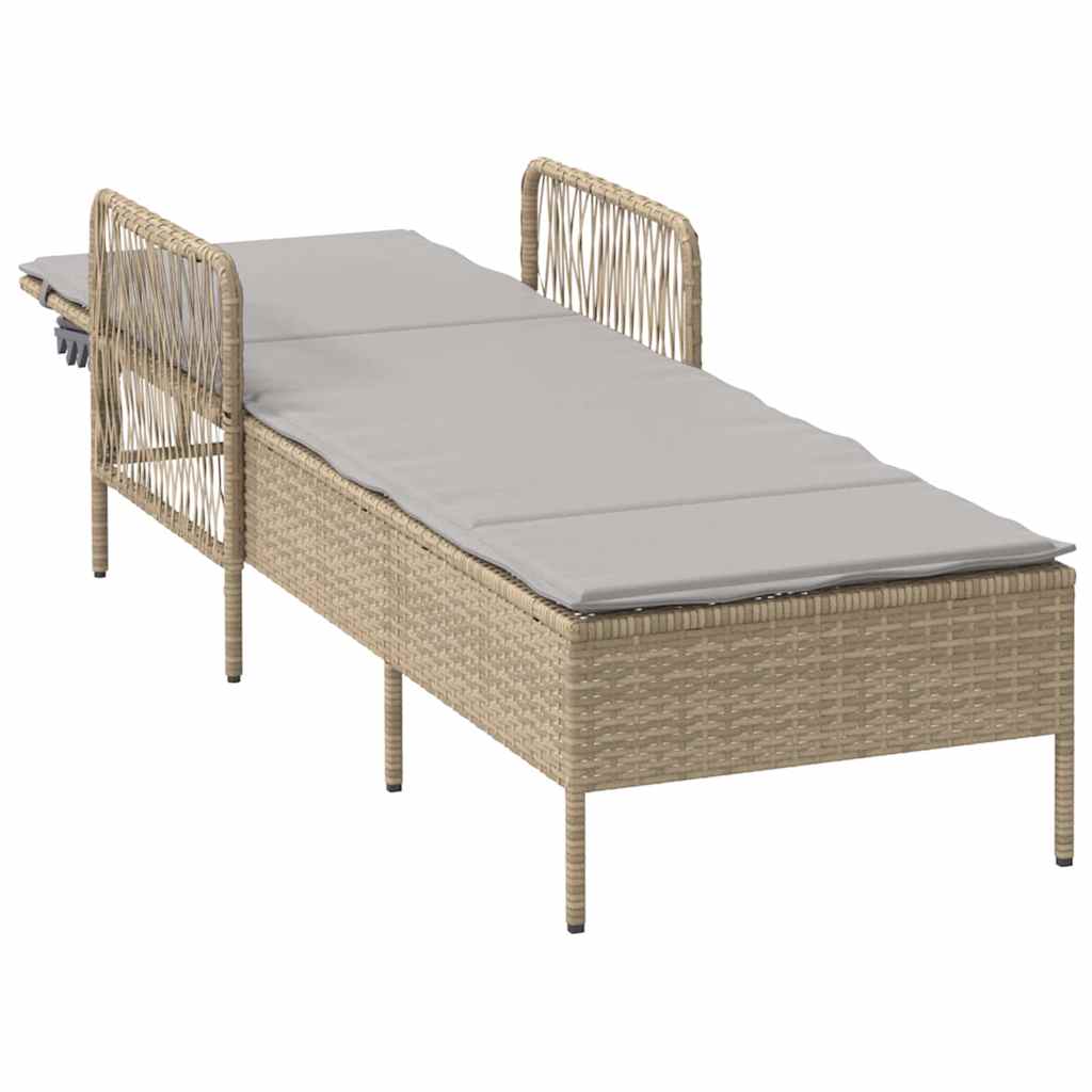 Espreguiçadeira com almofada Bege 157 x 55 x 92cm vime PE