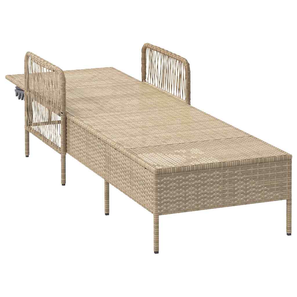 Espreguiçadeira com almofada Bege 157 x 55 x 92cm vime PE
