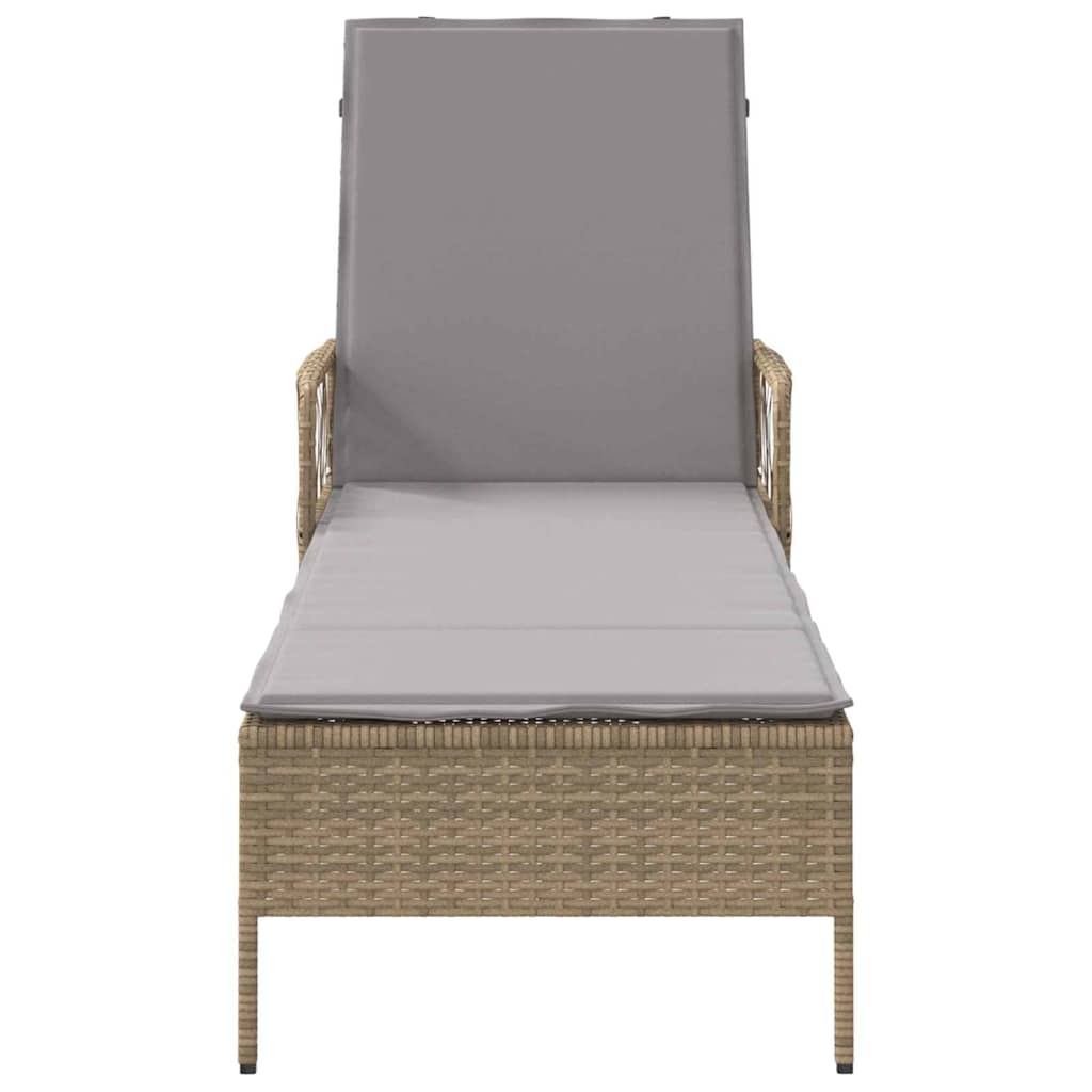 Espreguiçadeira com almofada Bege 157 x 55 x 92cm vime PE