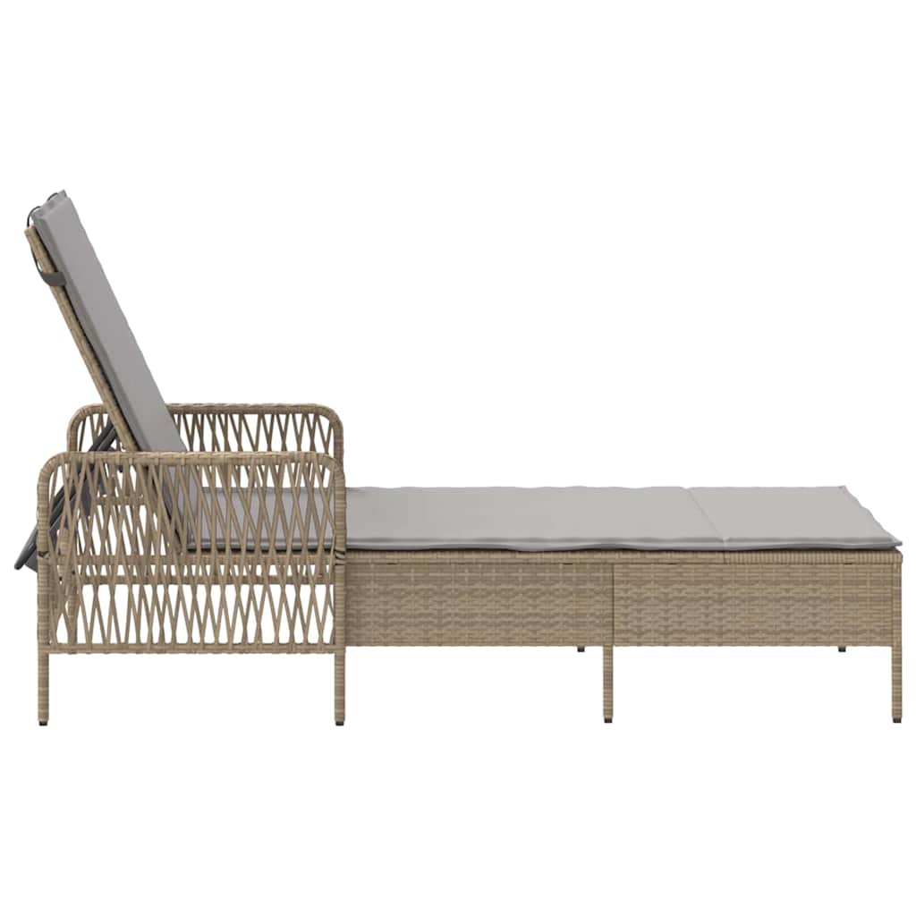 Espreguiçadeira com almofada Bege 157 x 55 x 92cm vime PE