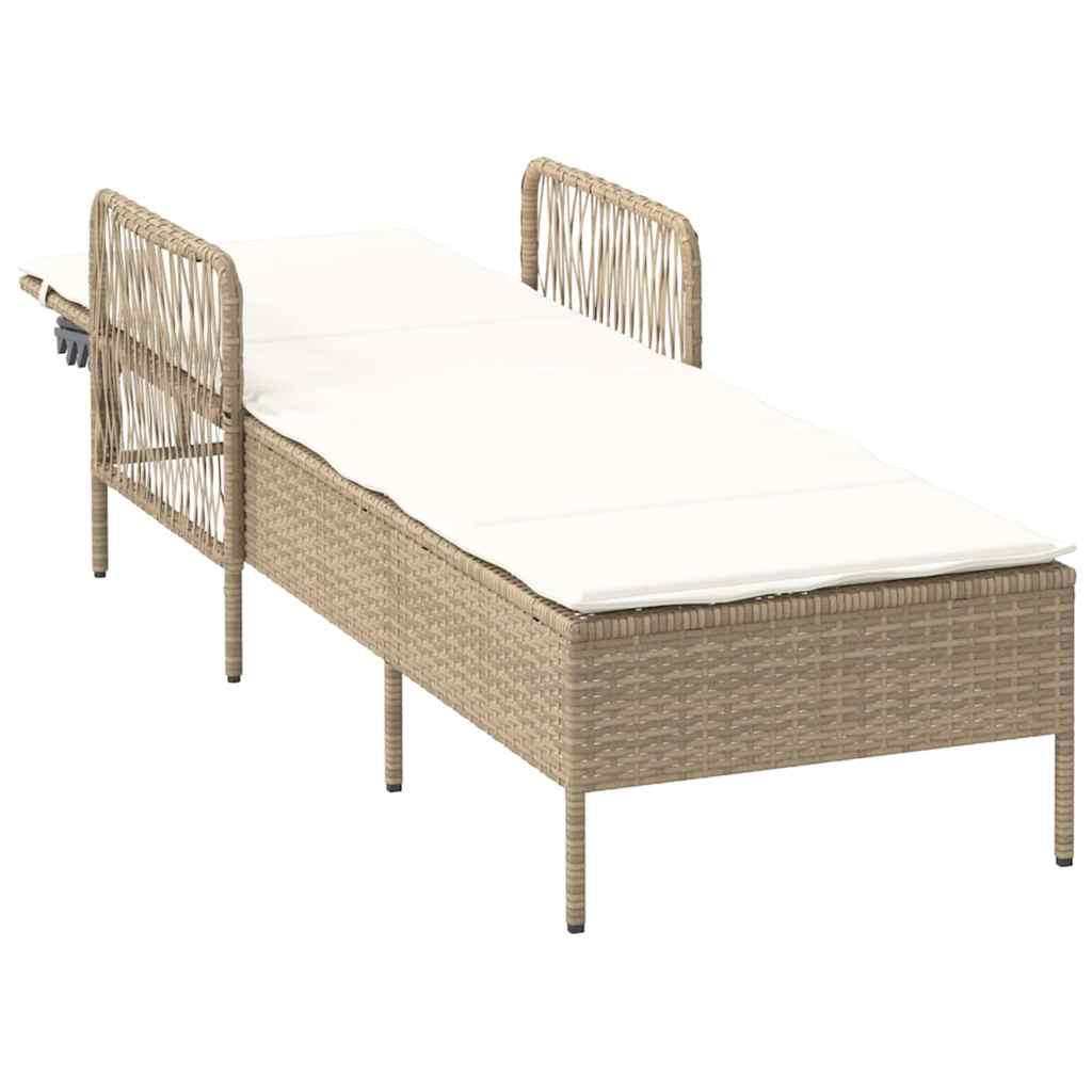 Espreguiçadeira com almofada Bege 157 x 55 x 92cm vime PE