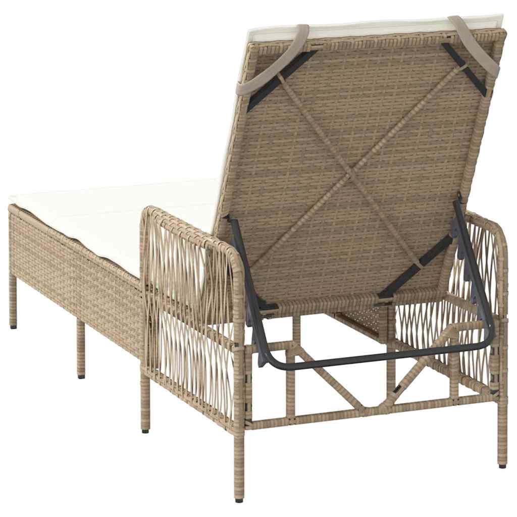 Espreguiçadeira com almofada Bege 157 x 55 x 92cm vime PE