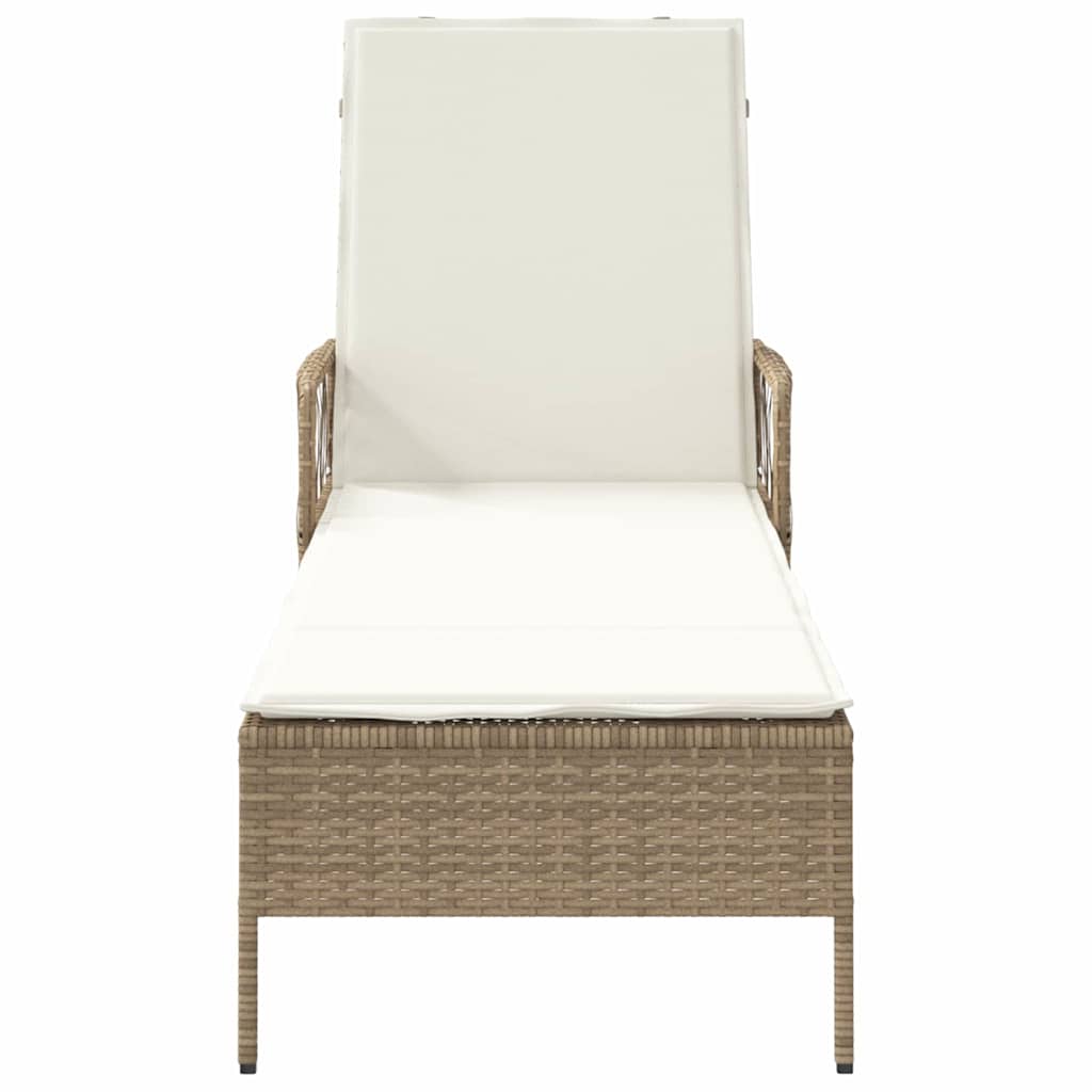 Espreguiçadeira com almofada Bege 157 x 55 x 92cm vime PE
