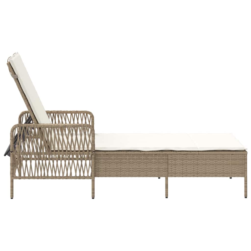 Espreguiçadeira com almofada Bege 157 x 55 x 92cm vime PE